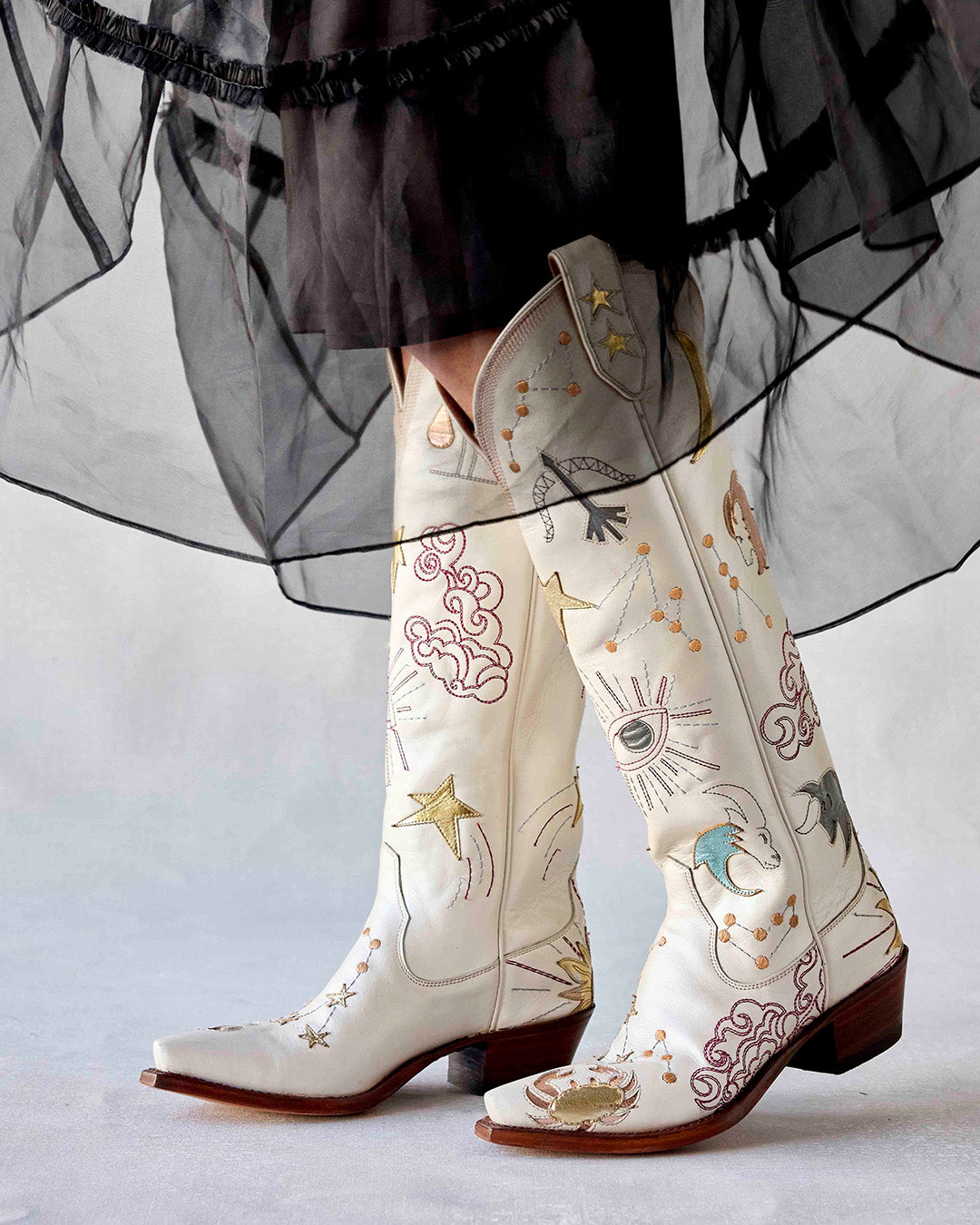 Celeste Pearlized Crème | Luxury Fashion Cowboy Boots | Miron Crosby