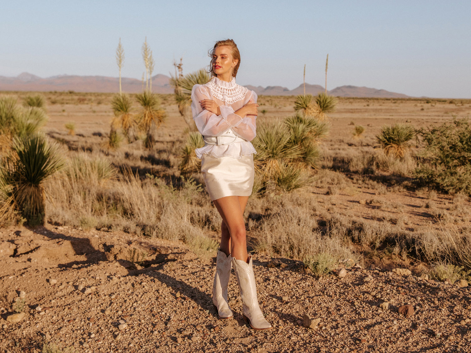 Margretta - Creme | Luxury Fashion Women's Cowboy Boot | Miron Crosby