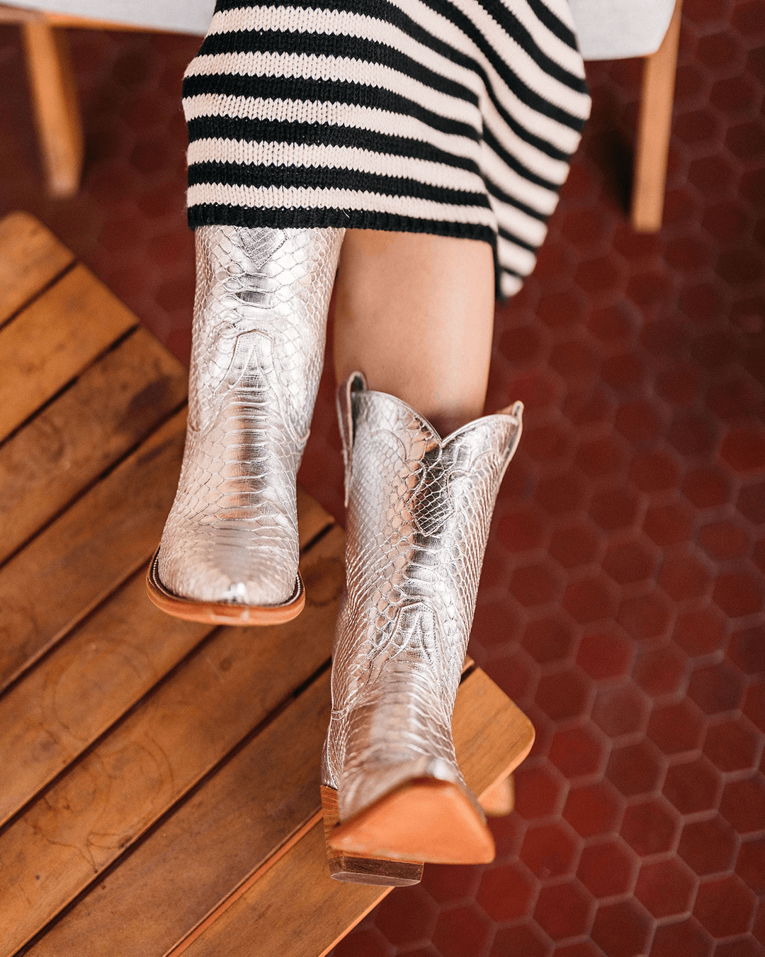 Kerri Metallic Silver Python Women&