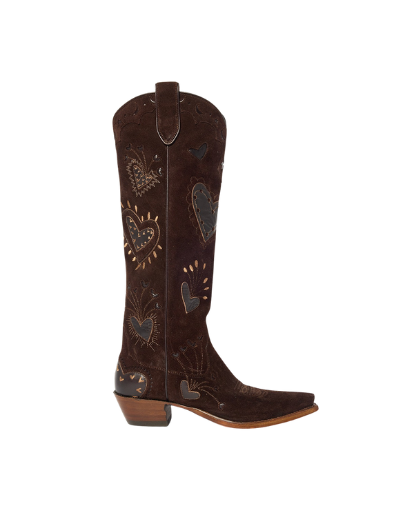 Lilly Chocolate Suede | Luxury Fashion Women's Cowboy Boot | Miron Crosby