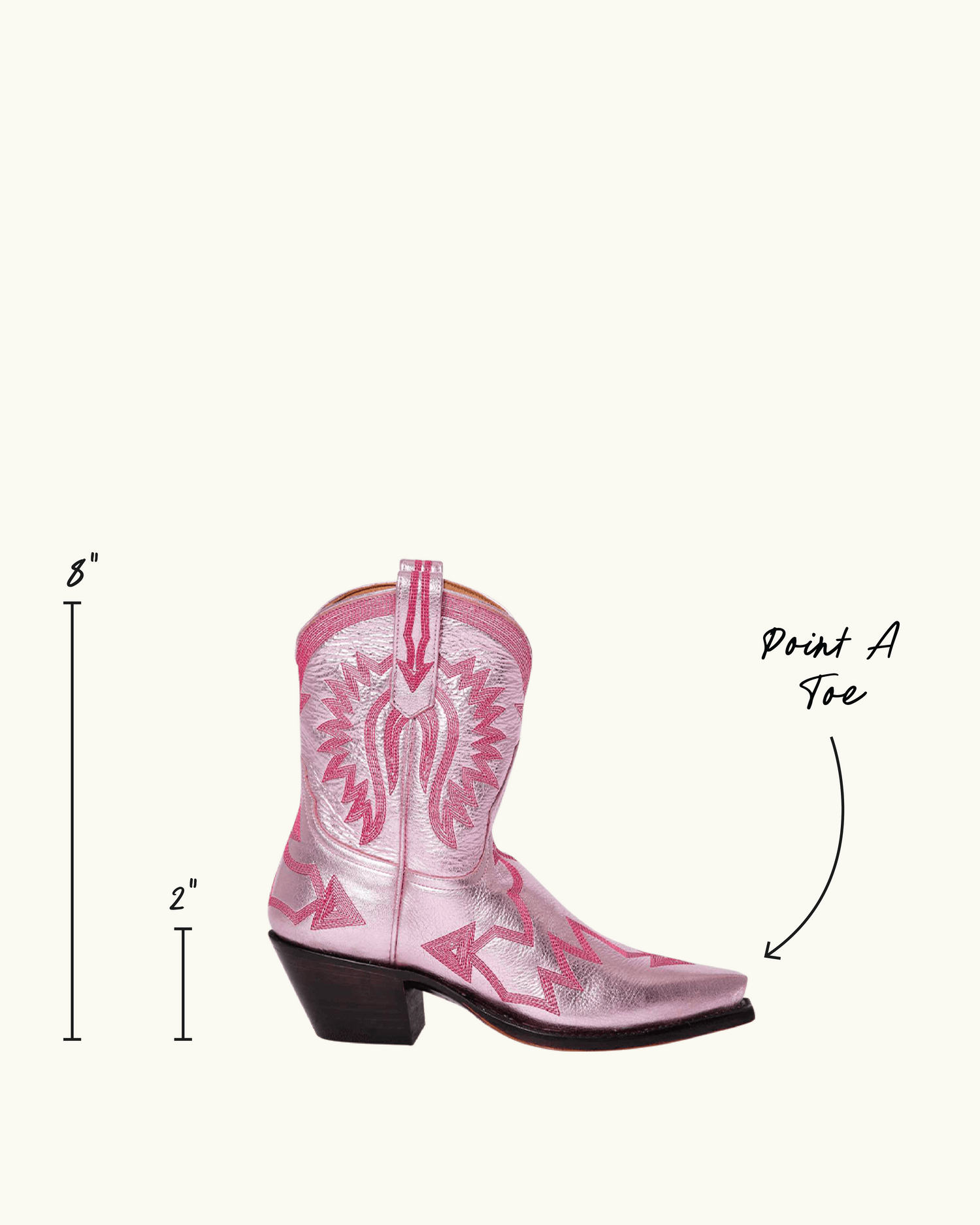 Maggie Metallic Light Pink | Luxury Fashion Women's Cowboy Boot | Miron Crosby