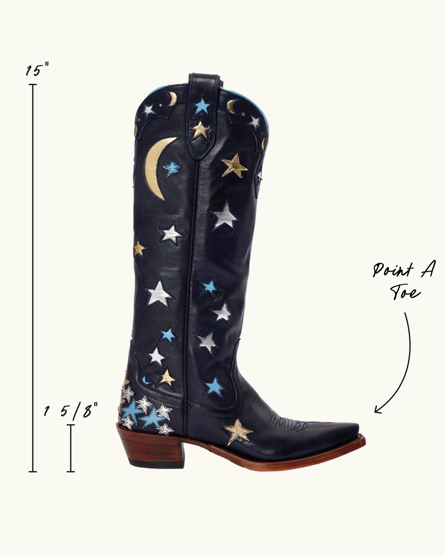 Margretta Navy | Luxury Fashion Women's Cowboy Boot | Miron Crosby