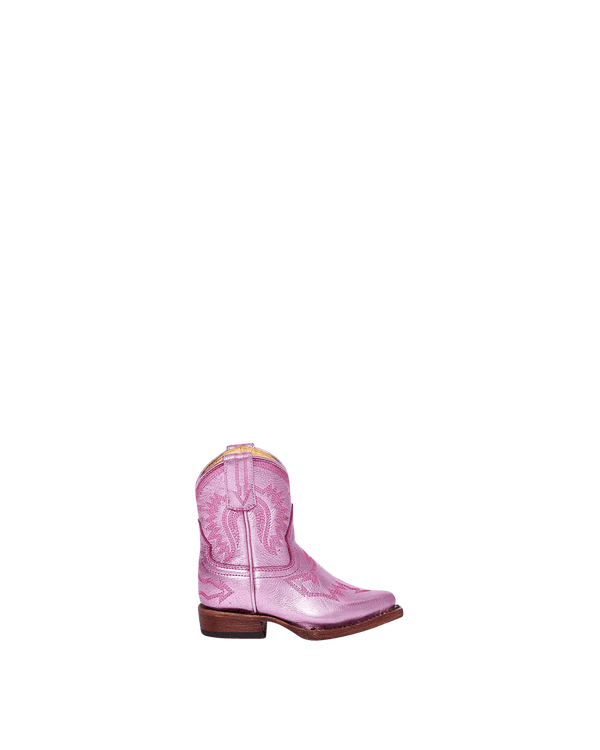 Mini Maggie Metallic Light Pink Kid's Luxury Fashion Cowboy Boots | Miron Crosby