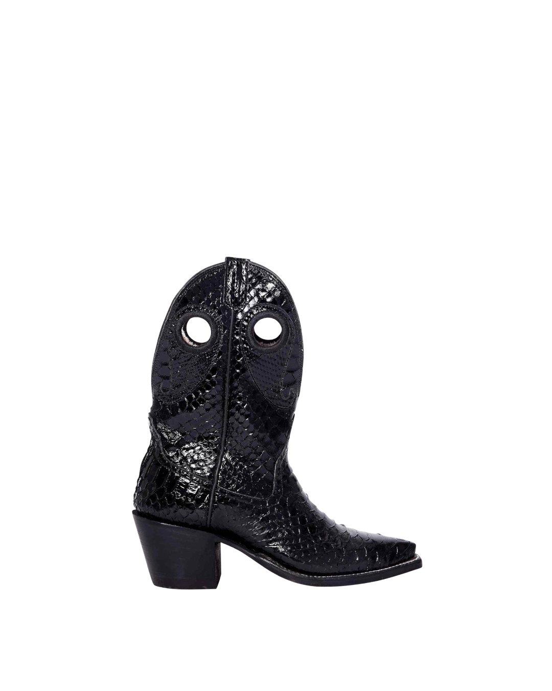 Black and white fashion python boots