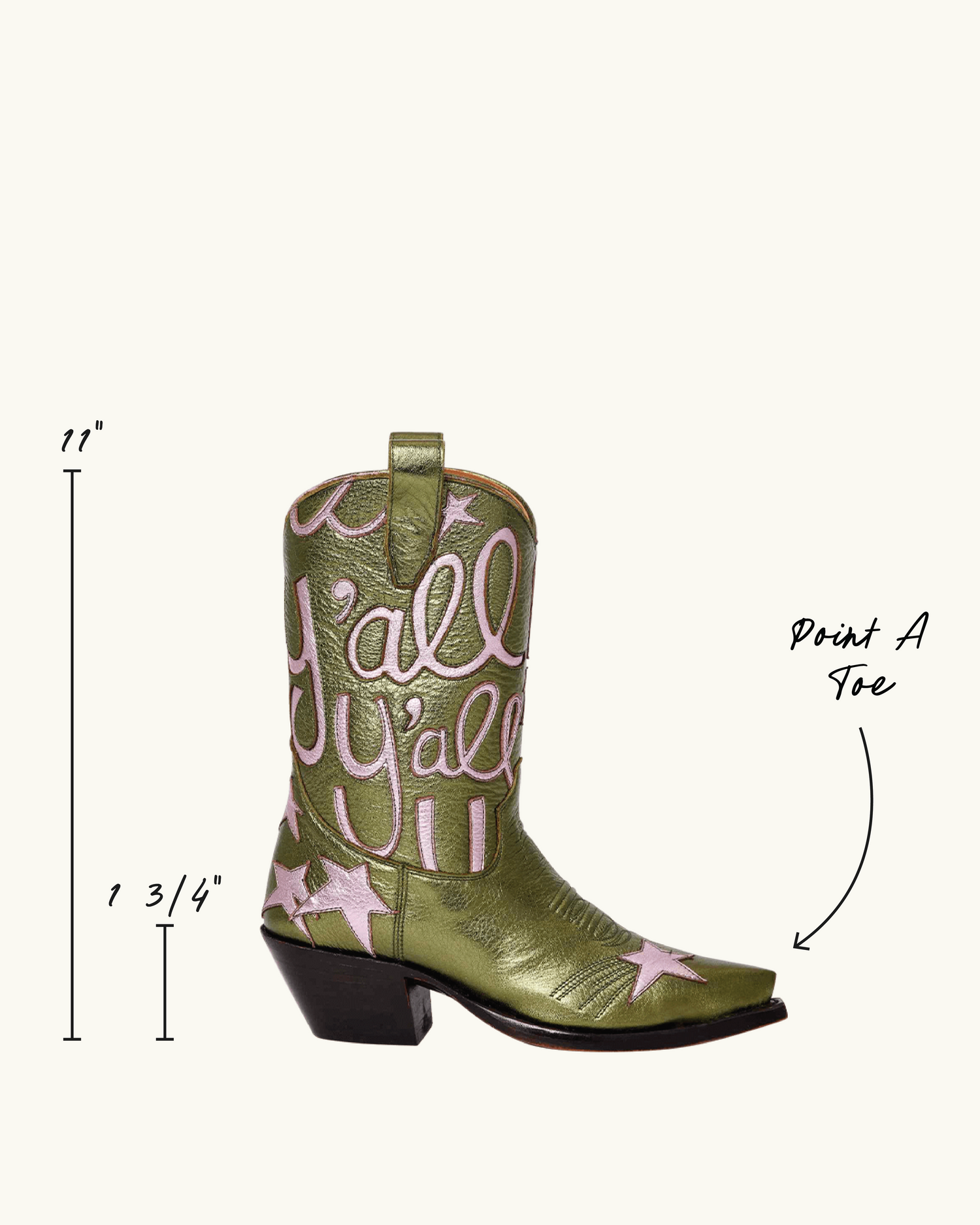 Sophie Metallic Olive | Luxury Fashion Women's Cowboy Boot | Miron Crosby