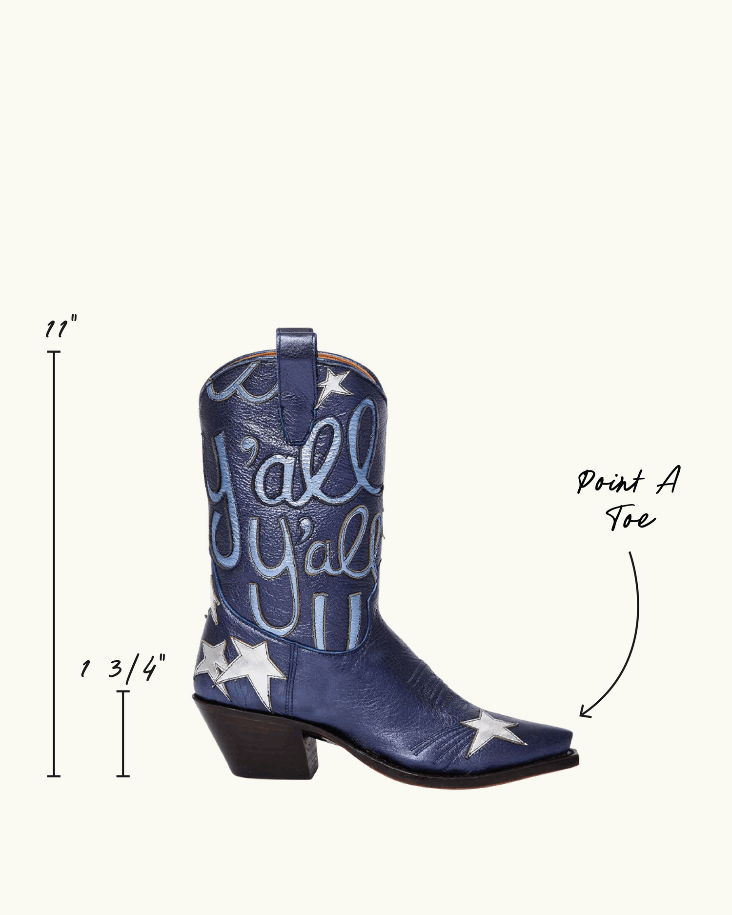 Sophie Metallic Navy Luxury Fashion Cowboy Boots | Miron Crosby