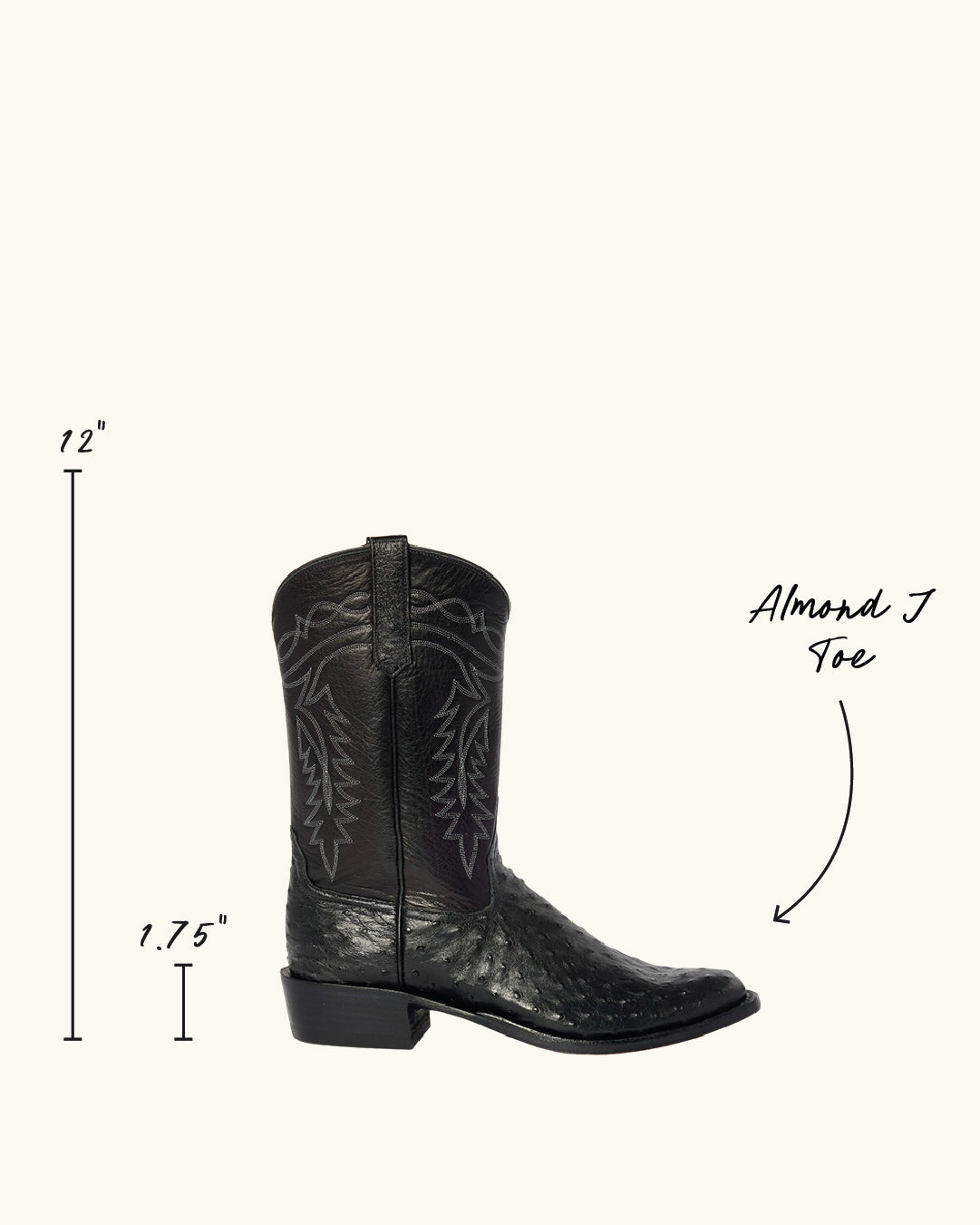 cowboy　黒 Coley Black Ostrich | Luxury Men's Fashion Cowboy Boots | Miron Crosby