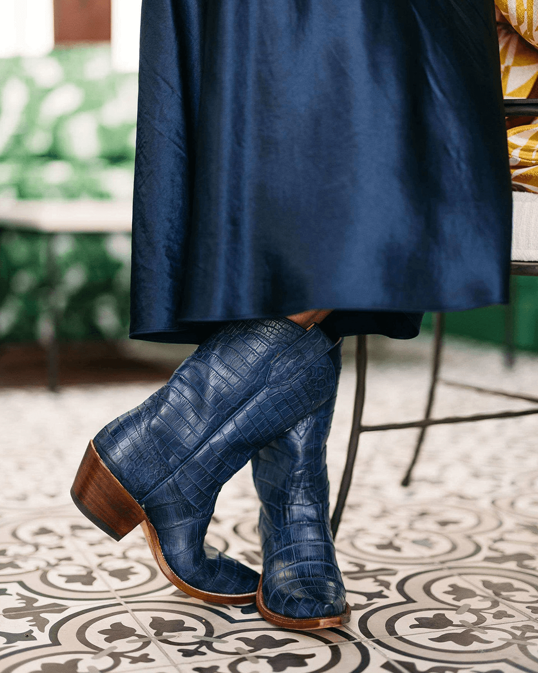 Miron Crosby KERRI Navy Croc Luxury Fashion Women s Cowboy Boots Miron Crosby 11