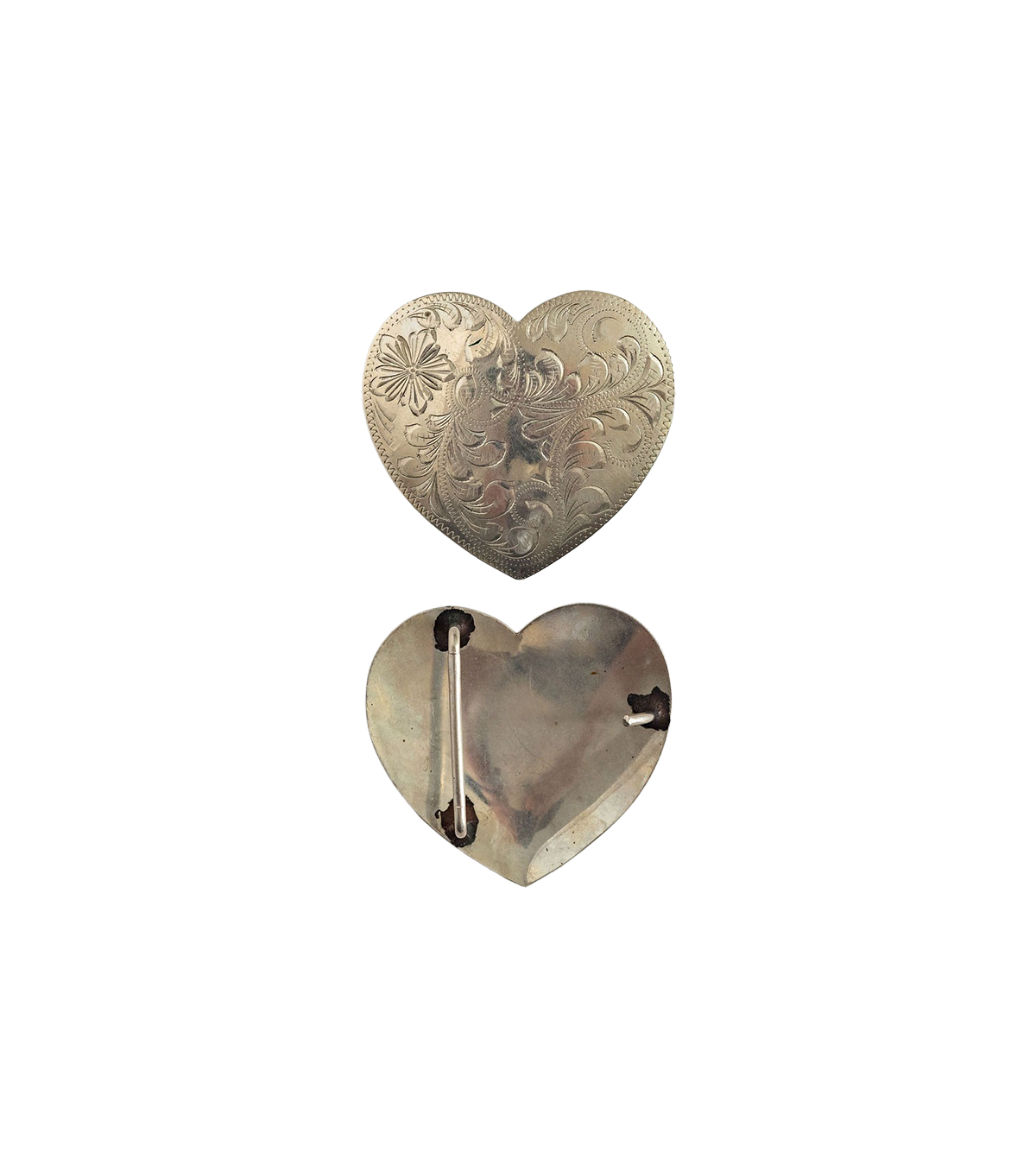 BAMxMC Vintage Large Heart Engraved Belt Buckle
