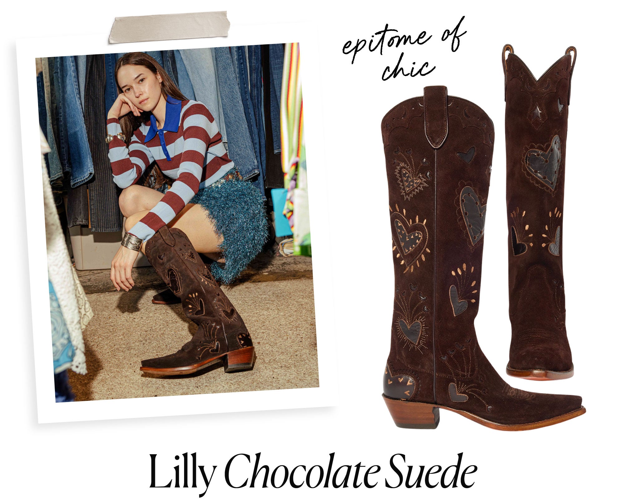 Lilly - Chocolate Suede | Luxury Fashion Women's Cowboy Boot | Miron Crosby