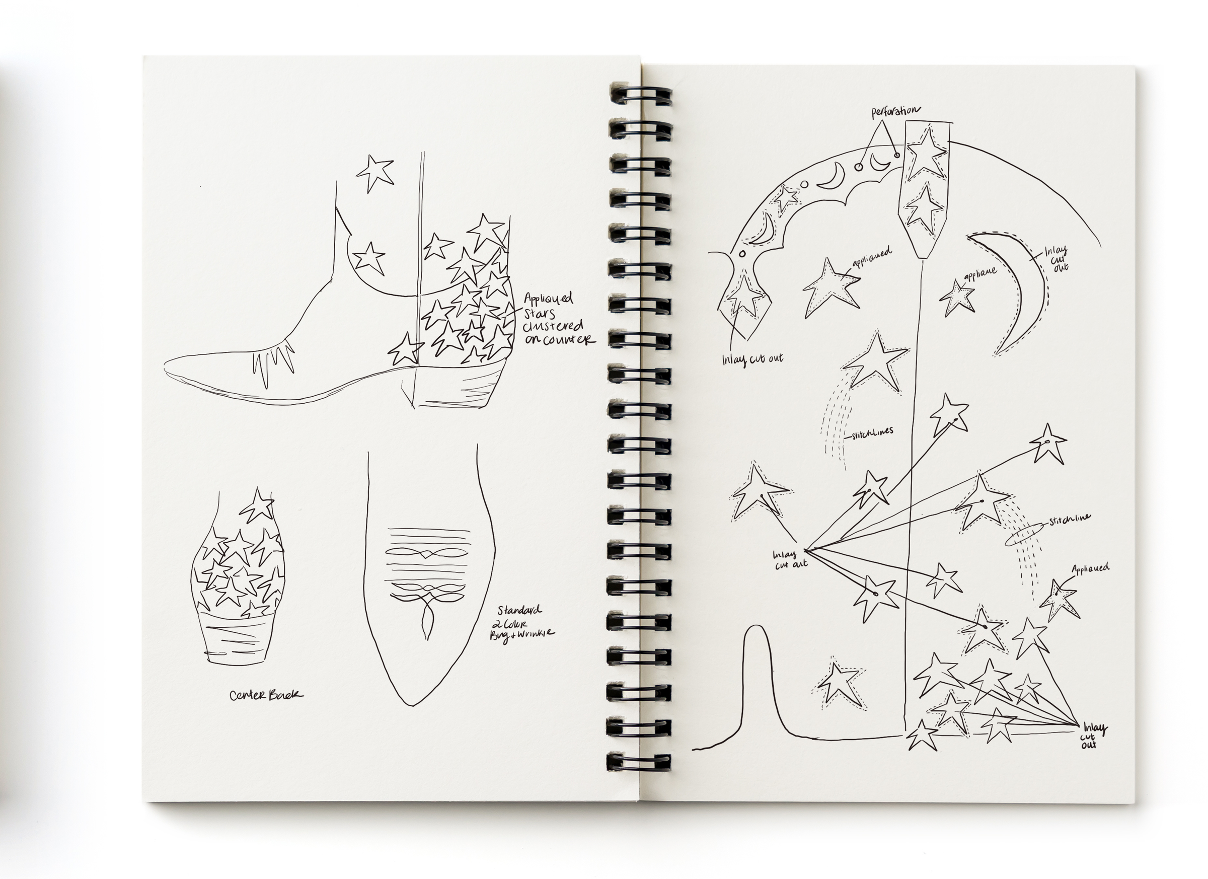 <p>Before a Miron Crosby boot is ever crafted, it begins with a sketch. Our design team brings each concept to life by thoughtfully imagining every detail—from intricate inlays and appliqués to distinctive stitch patterns and unexpected embellishments. These original sketches serve as the blueprint for each design, translating an idea on paper into a one-of-a-kind boot. From there, our skilled artisans bring the vision to life, transforming the first strokes into the craftsmanship you eventually style and wear.</p>