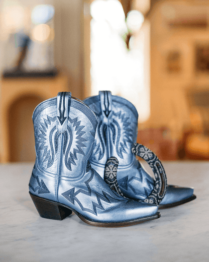 Maggie Metallic Light Blue Luxury Fashion Women s Cowboy Boots Miron Crosby