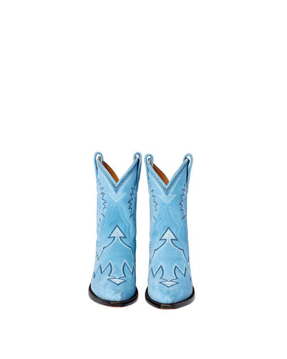 Maggie Powder Blue Suede | Luxury Fashion Cowboy Boots | Miron Crosby