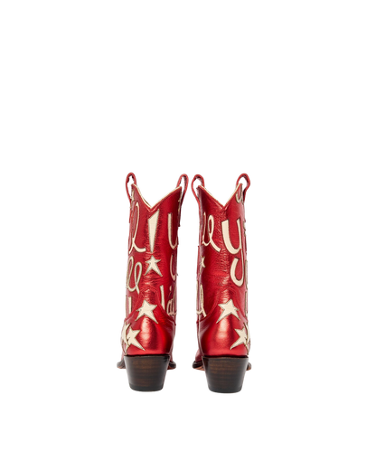 Sophie Metallic Red Luxury Fashion Cowboy Boots | Miron Crosby