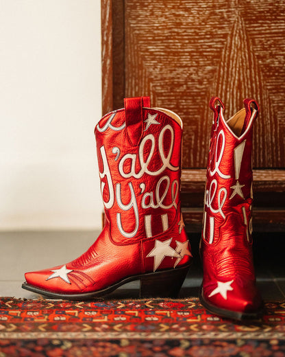 Sophie Metallic Red Luxury Fashion Cowboy Boots | Miron Crosby