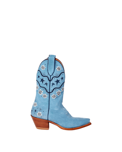 Blue suede boots womens sales