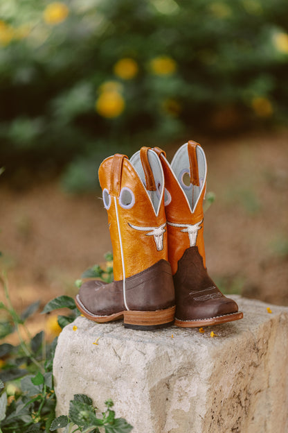 ABxMC Burnt Orange Longhorn Kids Boot